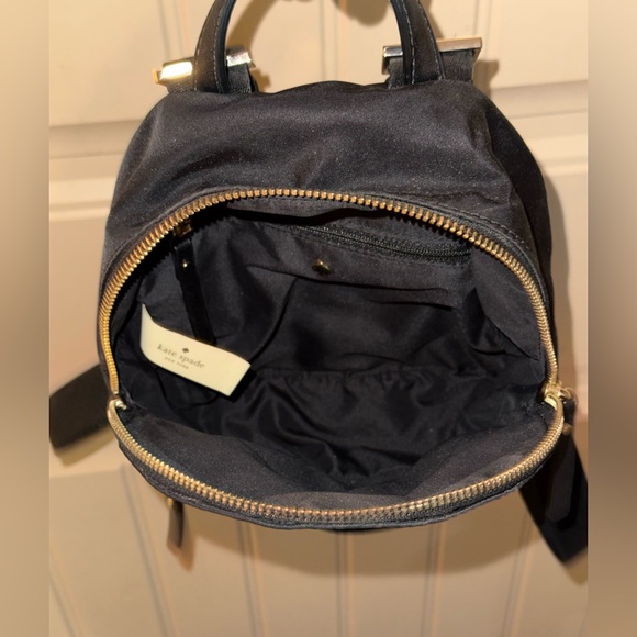 Kate Spade New York Nylon Mini Backpack Purse Black Gold - Picture 7 of 8